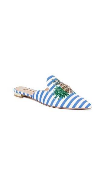 Aquazzura Pineapple Flats in blue / white cover image