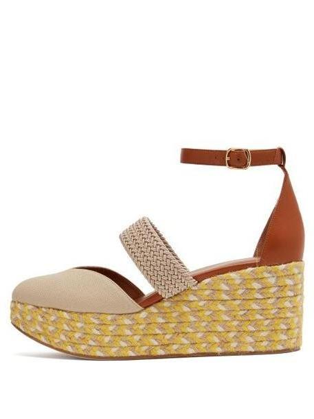 Malone Souliers - Sasha Canvas Espadrille Wedges - Womens - Beige Multi cover image