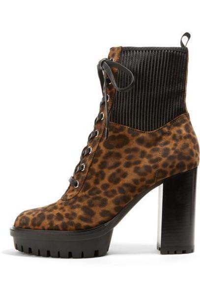 Gianvito Rossi - 90 Leather-paneled Leopard-print Suede Ankle Boots - Leopard print cover image