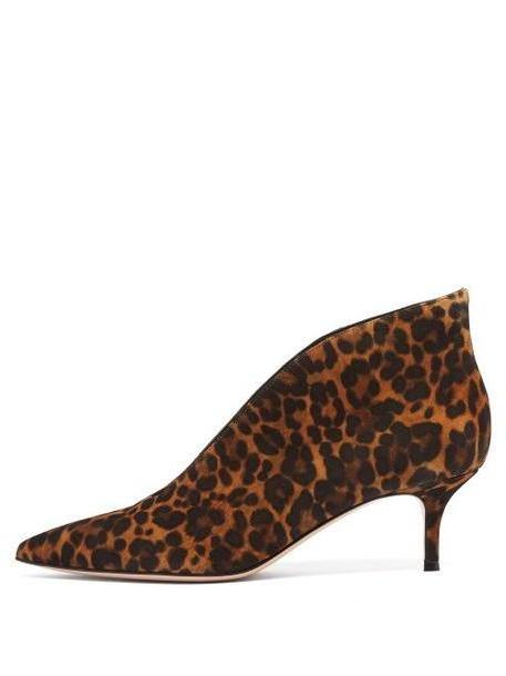 Gianvito Rossi - Vania 55 Leopard Print Suede Ankle Boots - Womens - Leopard cover image