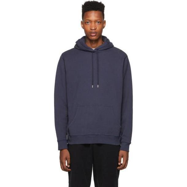 Sunspel Navy Cotton Loopback Overhead Hoodie cover image