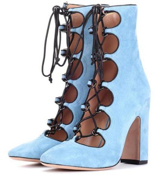 Valentino Garavani suede ankle boots in blue cover image