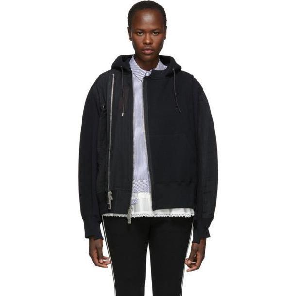 Sacai Black & Navy Sponge Sweat Hoodie cover image