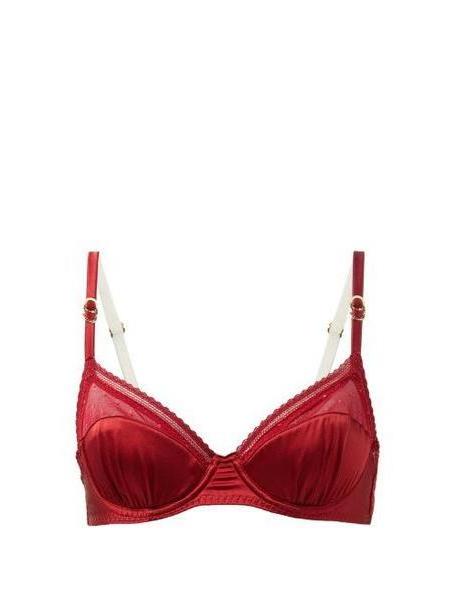Stella Mccartney Lingerie - Kate Cuddling Balconette Silk Blend Bra - Womens - Burgundy cover image