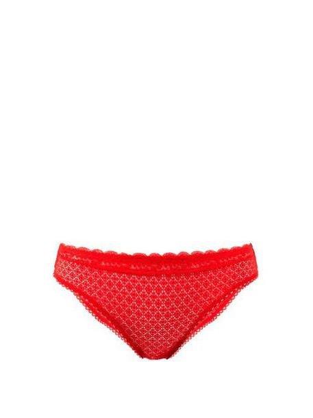 Stella Mccartney Lingerie - Katie Kissing Geometric Lace Briefs - Womens - Red cover image