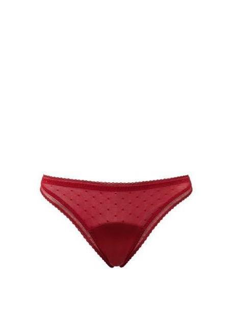 Stella Mccartney Lingerie - Kate Cuddling Silk Blend Satin Thong - Womens - Burgundy cover image