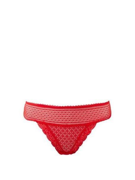 Stella Mccartney Lingerie - Katie Kissing Lace Thong - Womens - Red cover image