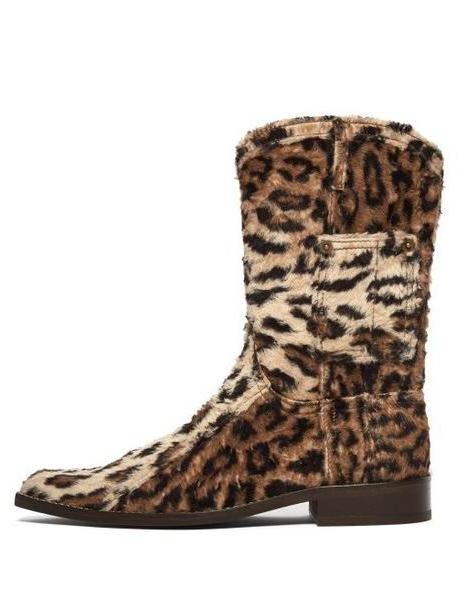 Martine Rose - Leopard Print Shearling Western Boots - Womens - Leopard cover image