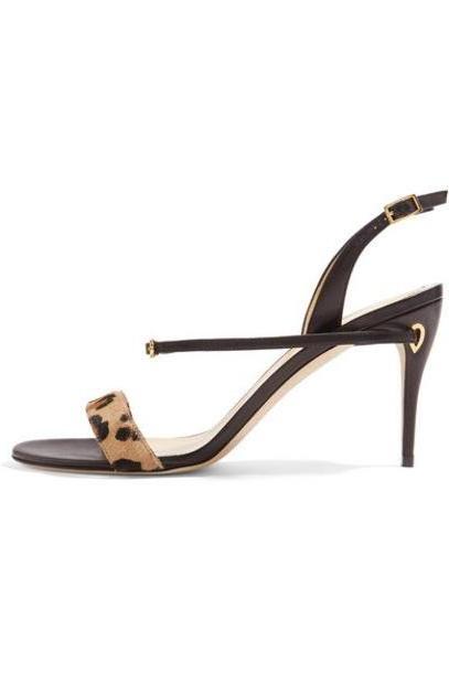 Jennifer Chamandi - Tommaso Leopard-print Calf Hair And Leather Slingback Sandals - Leopard print cover image