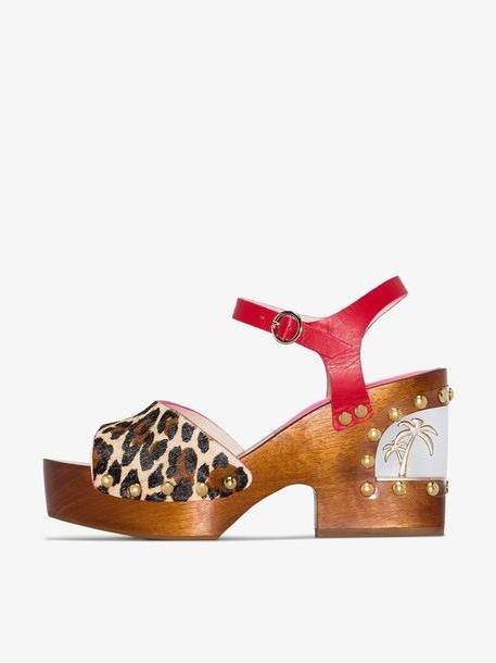 Sophia Webster Brown Paradise 95 leopard print wedge sandals cover image