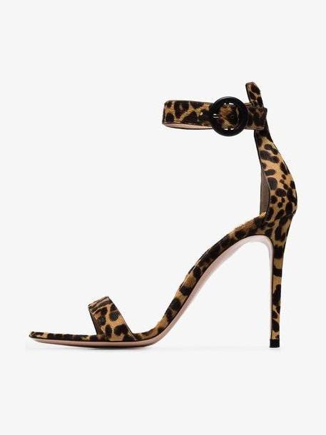 Gianvito Rossi leopard Portofino 105 strappy calf hair sandals cover image