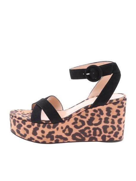 Gianvito Rossi Leopard Print Wedge Sandals cover image