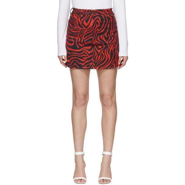 Calvin Klein 205W39NYC Black & Red Denim Zebra Skirt cover image