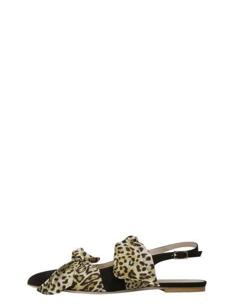 Gia Couture Eva Ballerina Flat Sandals in black / white / print / leopard cover image