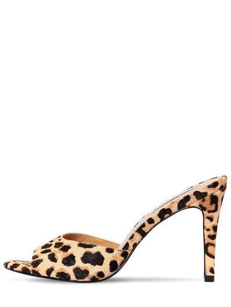STEVE MADDEN 95mm Erin Leopard Print Leather Sandals cover image