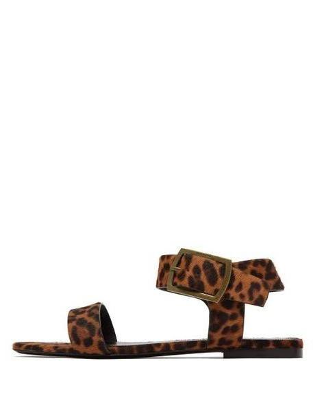 Saint Laurent - Oak Leopard Printed Calf Hair Sandals - Womens - Leopard cover image