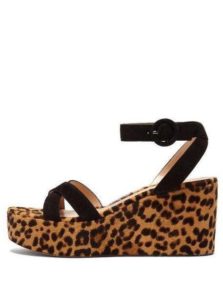 Gianvito Rossi - Leopard Print Calf Hair Platform Sandals - Womens - Leopard cover image