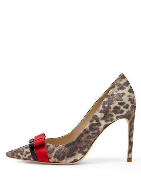 Sophia Webster - Andie Bow Trim Leopard Print Lurex Pumps - Womens - Leopard cover image
