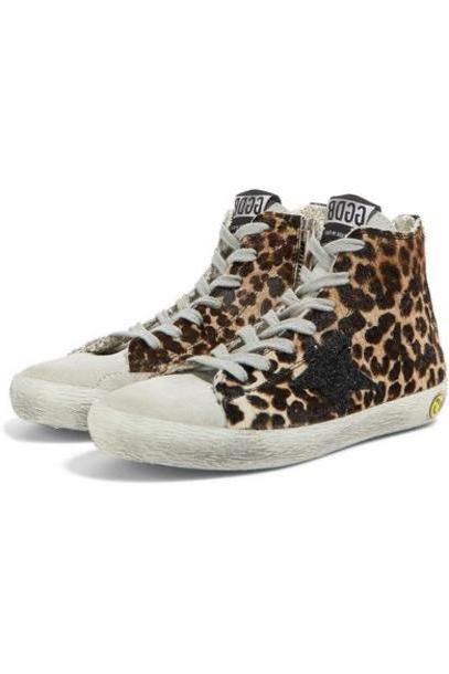 Golden Goose Deluxe Brand Kids - Size 28 - 35 Glittered Distressed Leopard-print Calf-hair Sneakers cover image