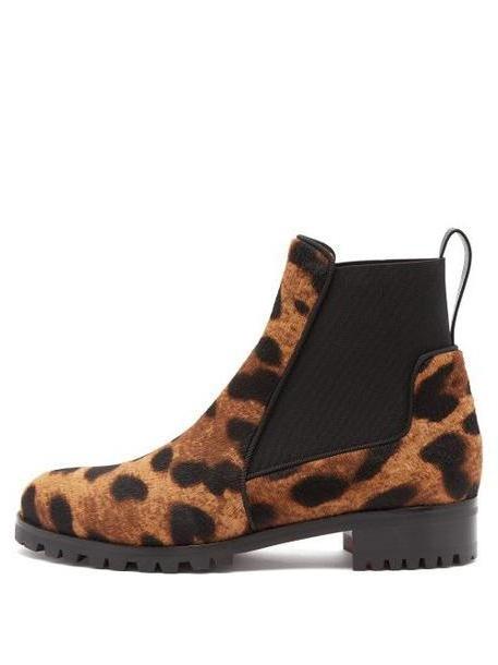 Christian Louboutin - Marchacroche Leopard Print Calf Hair Ankle Boots - Womens - Leopard cover image
