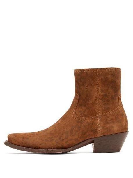 Saint Laurent - Lukas Western Leopard Print Suede Boots - Womens - Leopard cover image