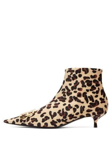 Balenciaga - Leopard Velvet Bb Ankle Boots - Womens - Leopard cover image