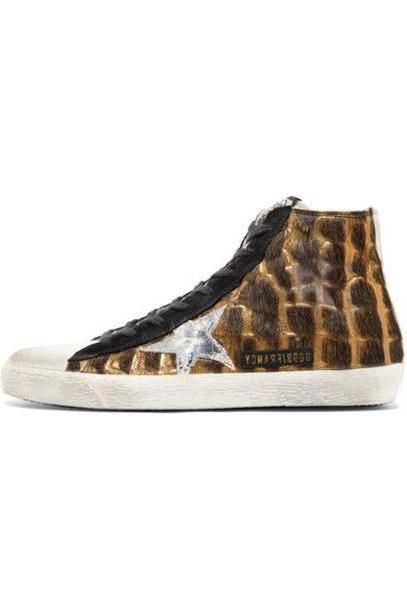 Golden Goose Deluxe Brand - Francy Distressed Calf Hair And Suede High-top Sneakers - Leopard print cover image
