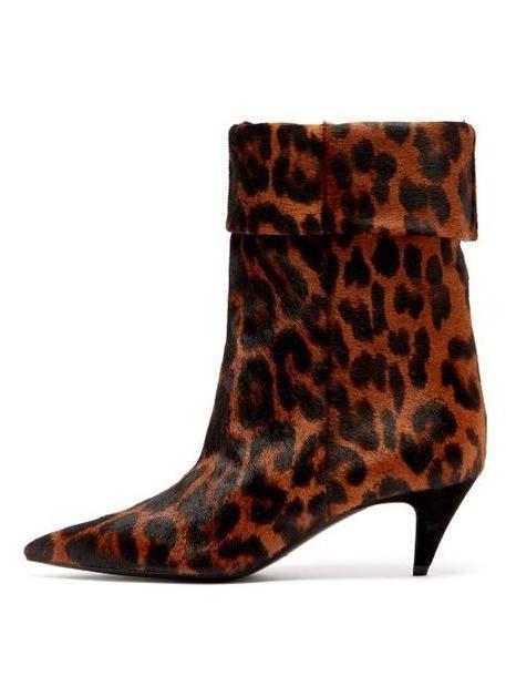 Saint Laurent - Charlotte Leopard Print Calf Hair Ankle Boots - Womens - Leopard cover image