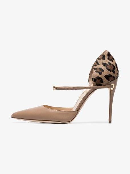Jennifer Chamandi beige and leopard Eric 105 leather pumps cover image