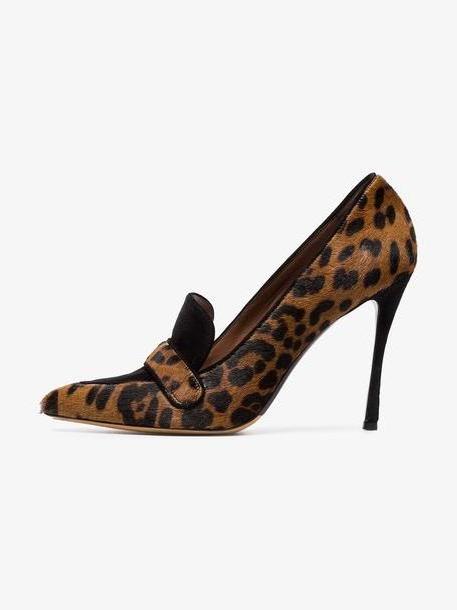 Tabitha Simmons brown Caspian 100 leopard print ponyskin pumps cover image
