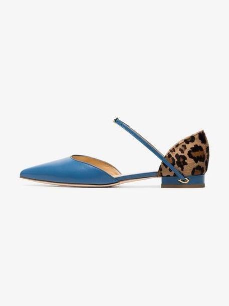 Jennifer Chamandi sky blue Eric leopard print leather pumps cover image