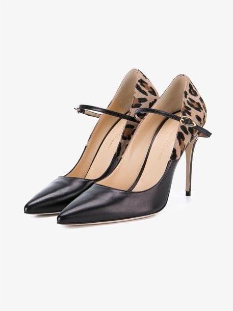 Jennifer Chamandi Black Leopard Lorenzo 105 Leather Pumps cover image