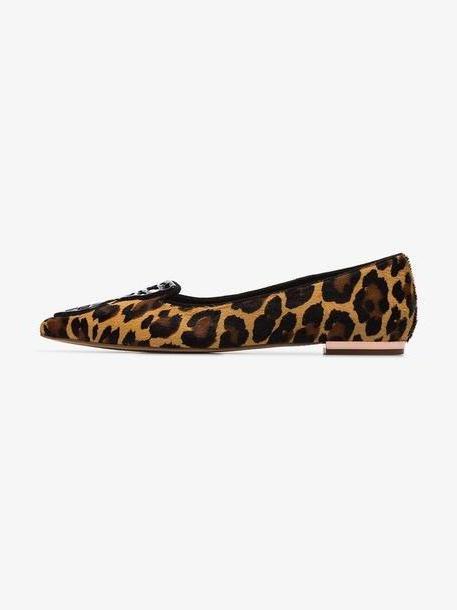 Sophia Webster black and brown Bibi butterfly leopard print ponyskin flat pumps cover image