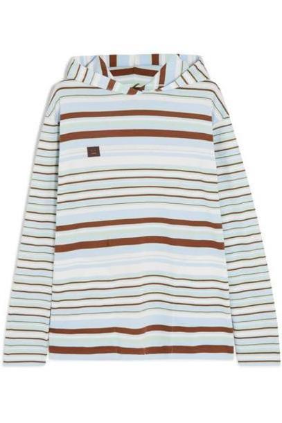 Acne Studios - Emest Face Appliquéd Striped Cotton-jersey Hoodie - Light denim cover image