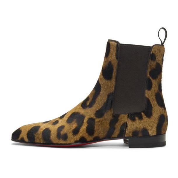 Christian Louboutin Brown Leopard Calf-Hair Roadie Orlato Flat Boots cover image