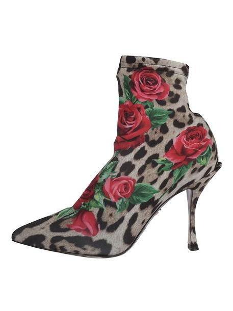 Dolce & Gabbana Leopard And Rose Print Ankle Boots cover image