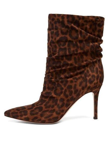 Gianvito Rossi - Cecile 85 Leopard Print Suede Ankle Boots - Womens - Leopard cover image