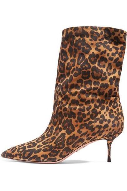 Aquazzura - Very Boogie 60 Leopard-print Suede Ankle Boots - Leopard print cover image
