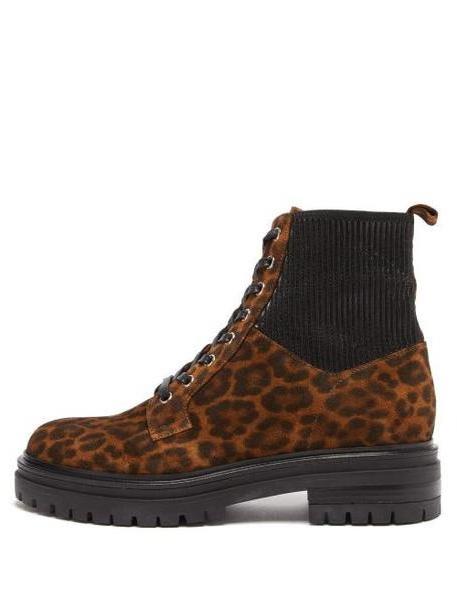 Gianvito Rossi - Martis Leopard Print Suede Ankle Boots - Womens - Leopard cover image