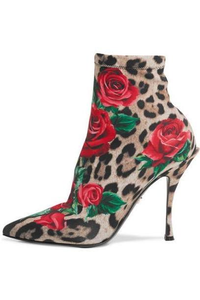 Dolce & Gabbana - Printed Stretch-jersey Sock Boots - Leopard print cover image
