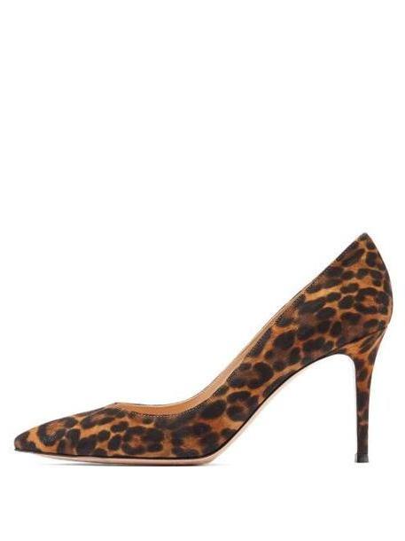Gianvito Rossi - Gianvito 85 Point Toe Suede Pumps - Womens - Leopard cover image