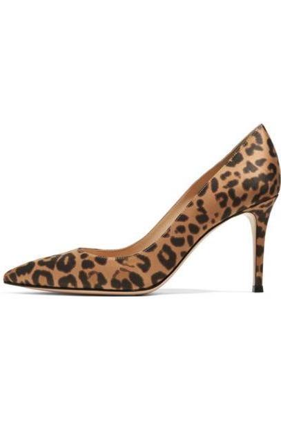 Gianvito Rossi - 85 Leopard-print Satin Pumps - Leopard print cover image