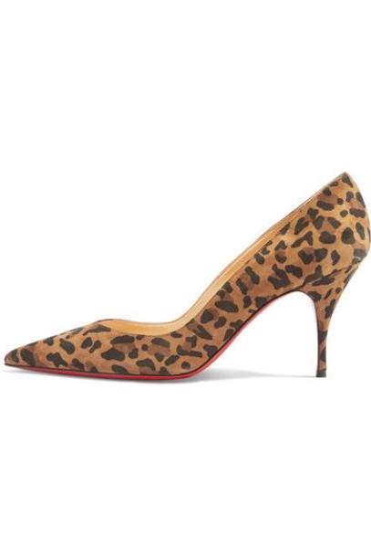 Christian Louboutin - Clare 80 Leopard-print Suede Pumps - Leopard print cover image