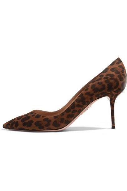 Aquazzura - Purist 75 Leopard-print Suede Pumps - Leopard print cover image