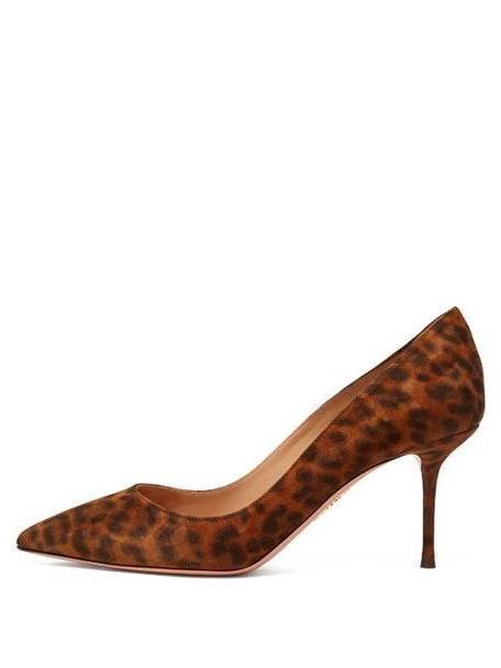 Aquazzura - Purist 75 Leopard Print Suede Pumps - Womens - Leopard cover image