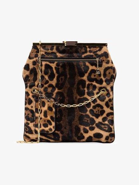 Bienen Davis brown PM leopard print ponyskin clutch bag cover image