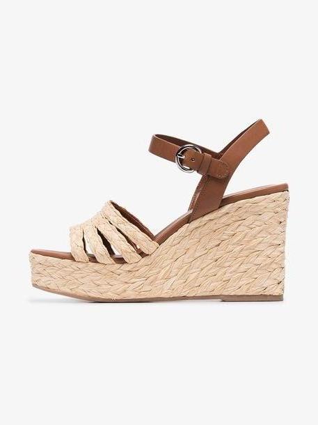 Prada beige Raffia 105 leather wedges cover image