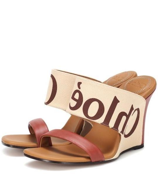 Chloé Canvas and leather wedges in beige / beige cover image