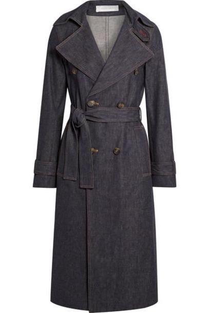 Victoria Beckham - Belted Denim Trench Coat - Dark denim cover image