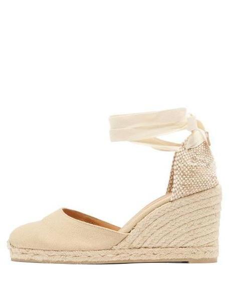 Castañer - Carina 80 Canvas & Jute Espadrille Wedges - Womens - Beige cover image